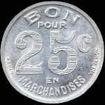 Jeton de 25 centimes 1922 (Thvenon  droite) de l'Epicerie J. Dalidet  Cognac (16100 - Charente) - revers
