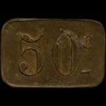 Jeton de 50 centimes de la Cantine Dubray, Caserne Maker, Quartier Laccare du 152e Régiment d'Infanterie - revers