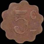 Jeton de 5 centimes des Usines de Cou�ron (44220 - Loire-Atlantique) - revers