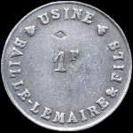 Jeton de 1 franc de l'Usine Baille-Lemaire & Fils  Crosne (91560 - Essonne) - avers