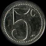 Jeton de 5 centimes émis par le Cercle des Sous-Officiers du 1er régiment de Cuirassiers - revers