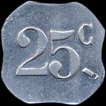 Jeton de 25 centimes émis par le Cercle des Sous-Officiers du 13e régiment de Dragons - revers