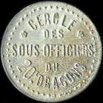 Jeton de 1 franc mis par le Cercle des Sous-Officiers du 20e Dragons - avers
