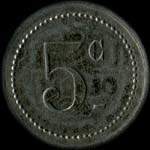 Jeton de 5 centimes mis par le Cercle des Sous-Officiers du 12e rgiment de Hussards - revers