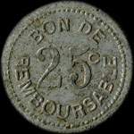 Jeton de nécessité de 25 centimes émis par la Société Anonyme de la Grande Comore - revers