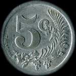 Jeton-monnaie de nécessité de 5 centimes de la Chambre de Commerce d'Oran 1921 - revers