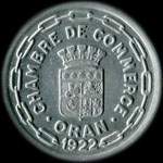 Jeton-monnaie de nécessité de 25 centimes de la Chambre de Commerce d'Oran 1922 - avers