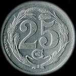 Jeton-monnaie de nécessité de 25 centimes de la Chambre de Commerce d'Oran 1922 - revers
