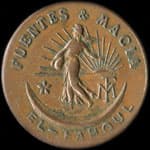 Jeton de n�cessit� de 5 francs �mis par Fuentes & Macia - El-Fahoul - Pont-de-l'Isser (Bensekrane - Alg�rie) - avers