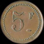 Jeton de n�cessit� de 5 francs �mis par Fuentes & Macia - El-Fahoul - Pont-de-l'Isser (Bensekrane - Alg�rie) - revers