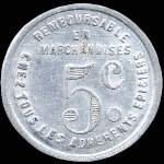 Jeton de 5 centimes de la Chambre Syndicale Epiciers Dtaillants de Dax (40100 - Landes) - revers