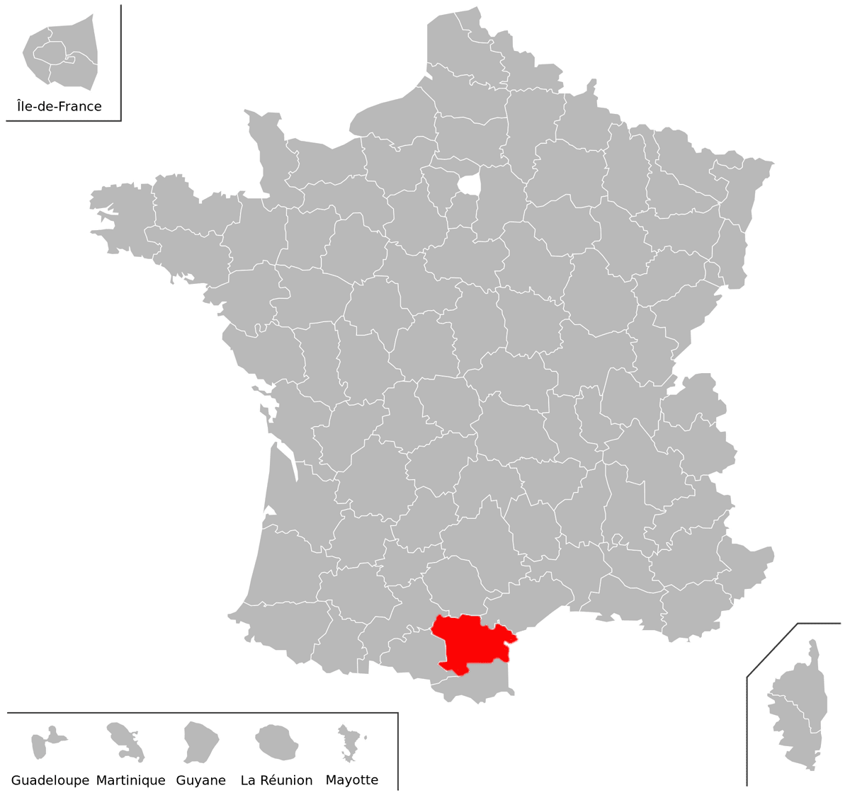 Emplacement du dpartement de l'Aude (11) en grand format