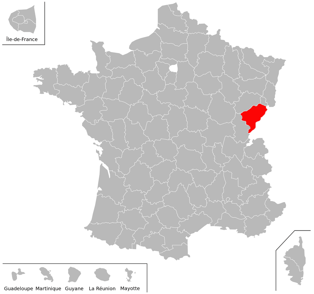 Emplacement du dpartement du Doubs (25) en grand format