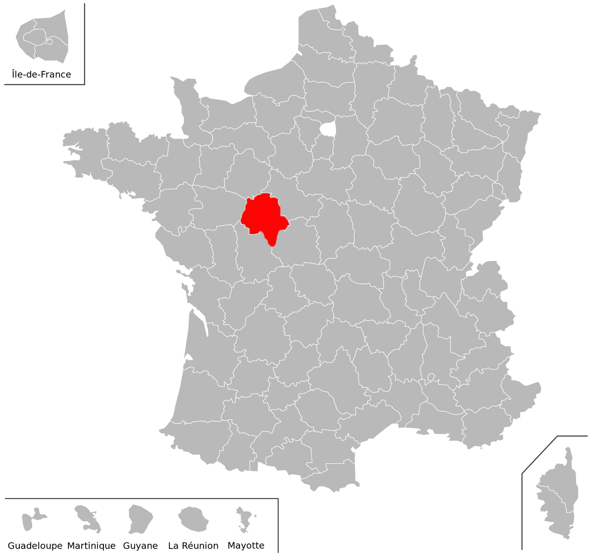 Emplacement du dpartement d'Indre-et-Loire (37) en grand format