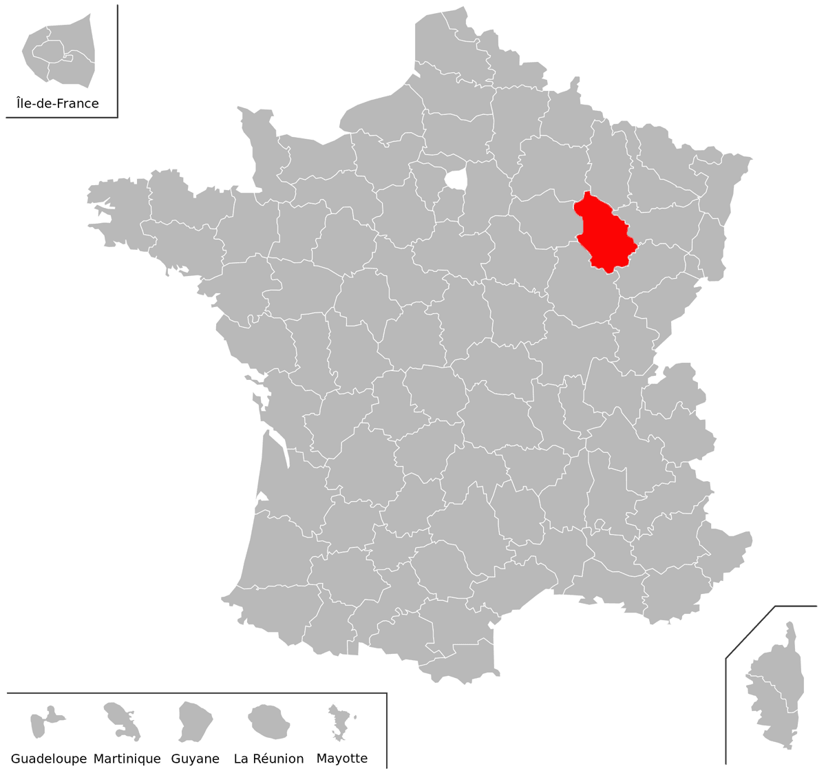 Emplacement du dpartement de la Haute-Marne (52) en grand format