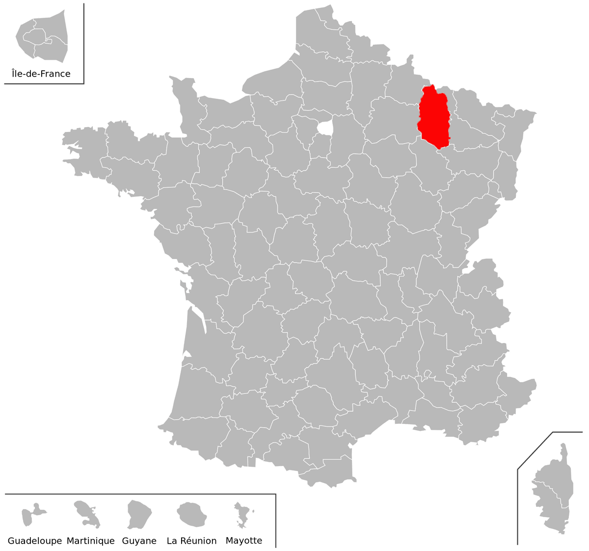 Emplacement du dpartement de la Meuse (55) en grand format