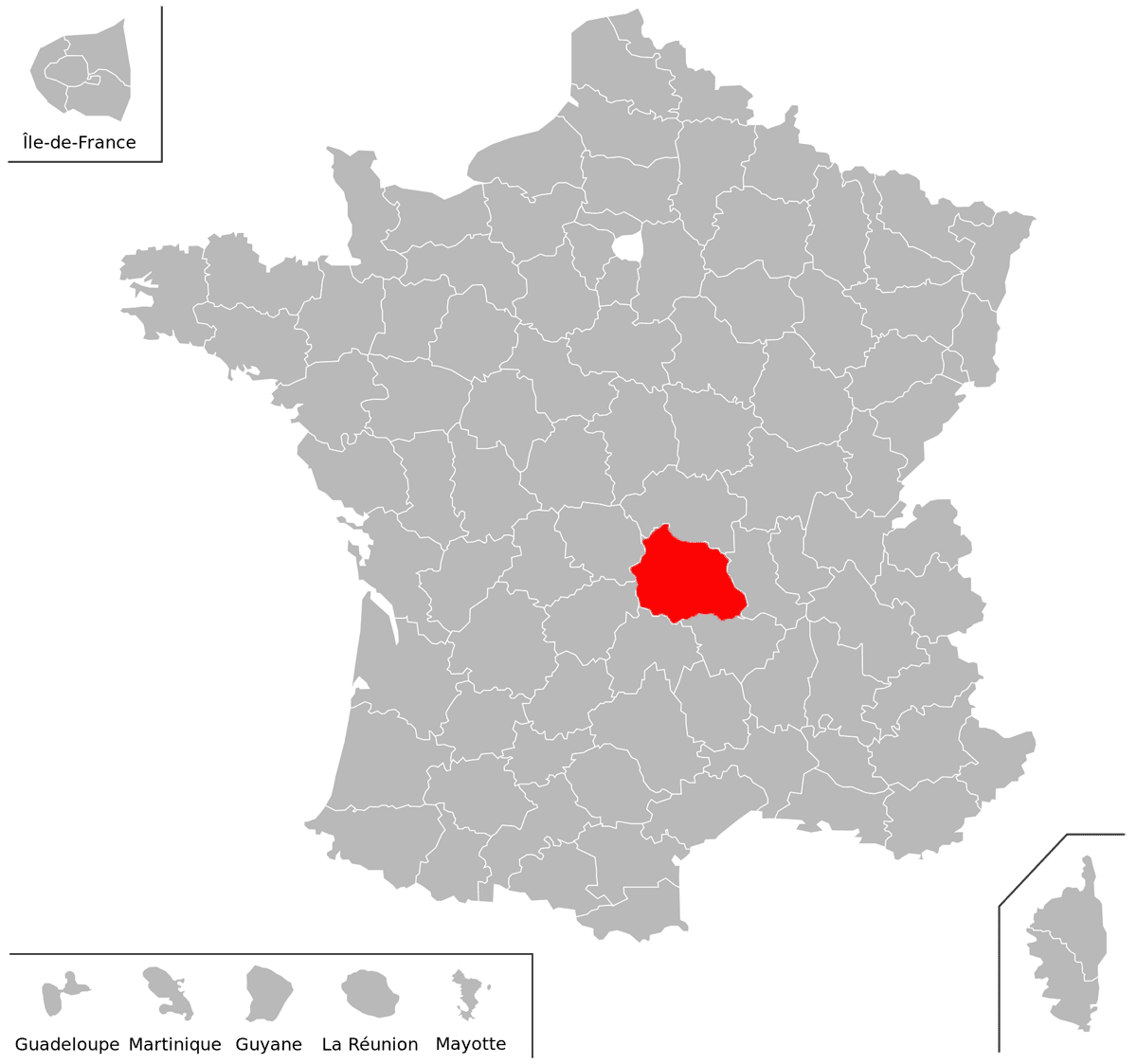Emplacement du dpartement du Puy-de-Dme (63) en grand format