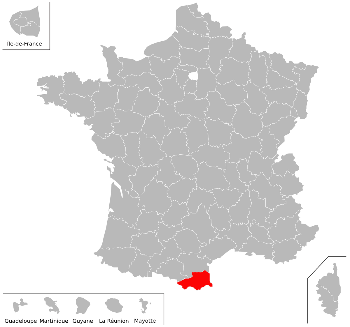 Emplacement du dpartement des Pyrnes-Orientales (66) en grand format