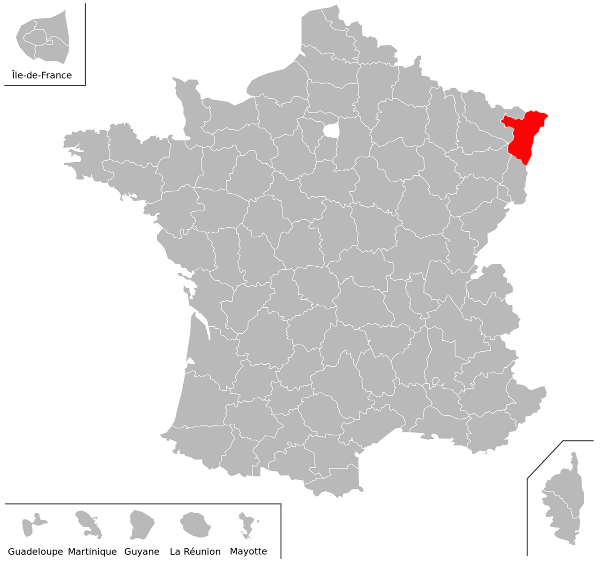 Emplacement du dpartement du Bas-Rhin (67) en grand format