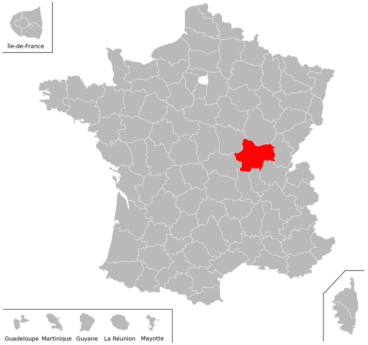 Emplacement du dpartement de Sane-et-Loire (71) en grand format