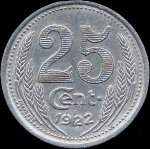 Jeton de 25 centimes 1922 de la Chambre de Commerce d'Eure-et-Loir (28 - Dpartement) - revers