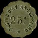 Jeton de 25 centimes du Casino d'Evian-les-Bains (74500 - Haute-Savoie) - avers