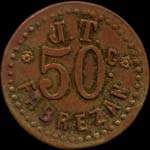 Jeton de 50 centimes de J. T. - Fabrezan (11200 - Aude) - avers
