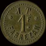 Jeton de 1 franc de J. T. - Fabrezan (11200 - Aude) - avers