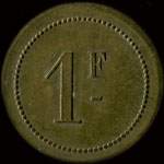 Jeton de 1 franc de J. T. - Fabrezan (11200 - Aude) - revers