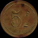 Jeton de 5 francs de J. T. - Fabrezan (11200 - Aude) - revers