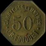 Jeton de 50 centimes des Carrires et Usines - J.B. Fouquet  Fleury-sur-Orne (14123 - Calvados) - avers