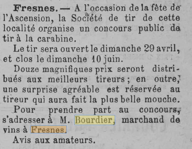 La Maison Bourdier est mentionn�e dans Le Publicateur de l'Arrondissement de Meaux du 22 avril 1883