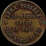 Jeton de 2 francs émis par Entreprises Soulanne, ______ & Cie à Gabarret (40310 - Landes) - revers