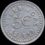 Jeton de 5 centimes 1919 de la Ville de Gex (01170 - Ain) - revers