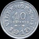 Jeton de 10 centimes 1919 de la Ville de Gex (01170 - Ain) - revers