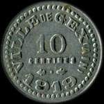 Jeton de 10 centimes 1919 en frappe monnaie de la Ville de Gex (01170 - Ain) - revers