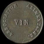 Jeton de Vin 1850 de la Ville de Grenoble - Association Alimentaire � Grenoble (38000 - Is�re) - revers