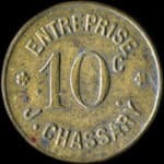 Jeton de 10 centimes de l'Entreprise J. Chassary  Grenoble (38000 - Isre) - avers