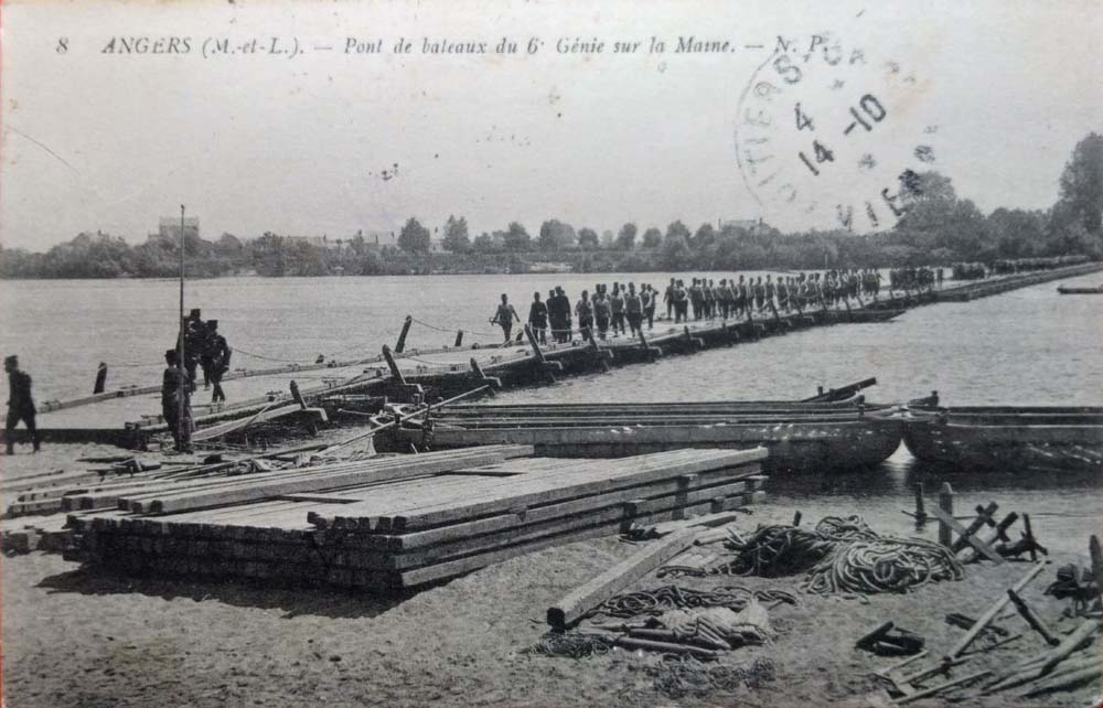 Angers - Pont de bateaux du 6e Gnie sur la Marne