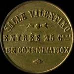 Jeton Salle Valentino au Havre (76550 - Seine-Maritime) - 25 centimes - avers