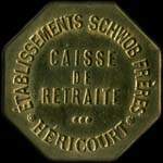 Jeton de 25 centimes des Etablissements Schwob Frres - Caisse de Retraite  Hricourt (70400 - Haute-Sane) - avers