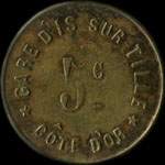 Jeton de 5 centimes mis par la Gare d'Is-sur-Tille (21120 - Cte-d'Or) - revers