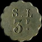 Jeton de 3 francs mis par L.Sauvageot  Issy-les-Moulineaux (92130 - Hauts-de-Seine) - revers