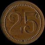 Jeton de 25 centimes avec toile du 53e Rgiment d'Infanterie - revers