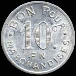 Jeton de 10 centimes 1922 mis par l'Epicerie Ch.Mallat  Jarnac (16200 - Charente) - revers