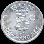 Jeton de 5 centimes 1922 mis par Mercerie & Tissus E.Jallon  Jarnac (16200 - Charente) - revers