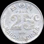 Jeton de 25 centimes 1922 mis par Mercerie & Tissus E.Jallon  Jarnac (16200 - Charente) - revers