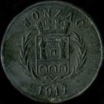 Jeton de 5 centimes 1917 émis par l'Union des Commerçants à Jonzac (17500 - Charente-Maritime) - avers
