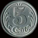 Jeton de 5 centimes 1922 émis par la Chambre de Commerce des Landes (40 - Département) - revers