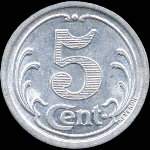 Jeton de 5 centimes 1921 émis par la Chambre de Commerce des Landes (40 - Département) - revers